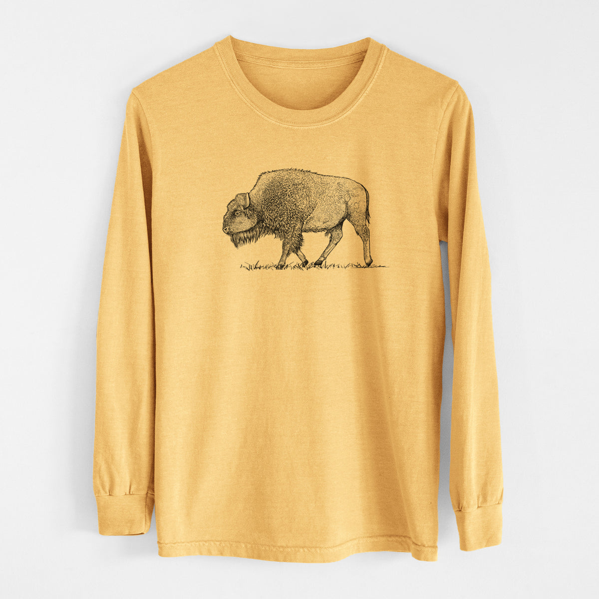 American Bison / Buffalo - Bison bison - Heavyweight 100% Cotton Long Sleeve