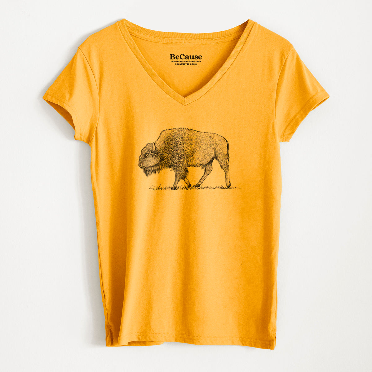 American Bison / Buffalo - Bison bison - Women&#39;s 100% Recycled V-neck
