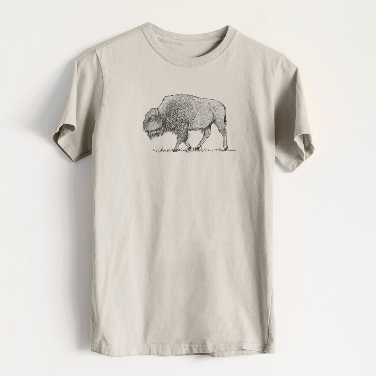 American Bison / Buffalo - Bison bison - Heavyweight Men&#39;s 100% Organic Cotton Tee