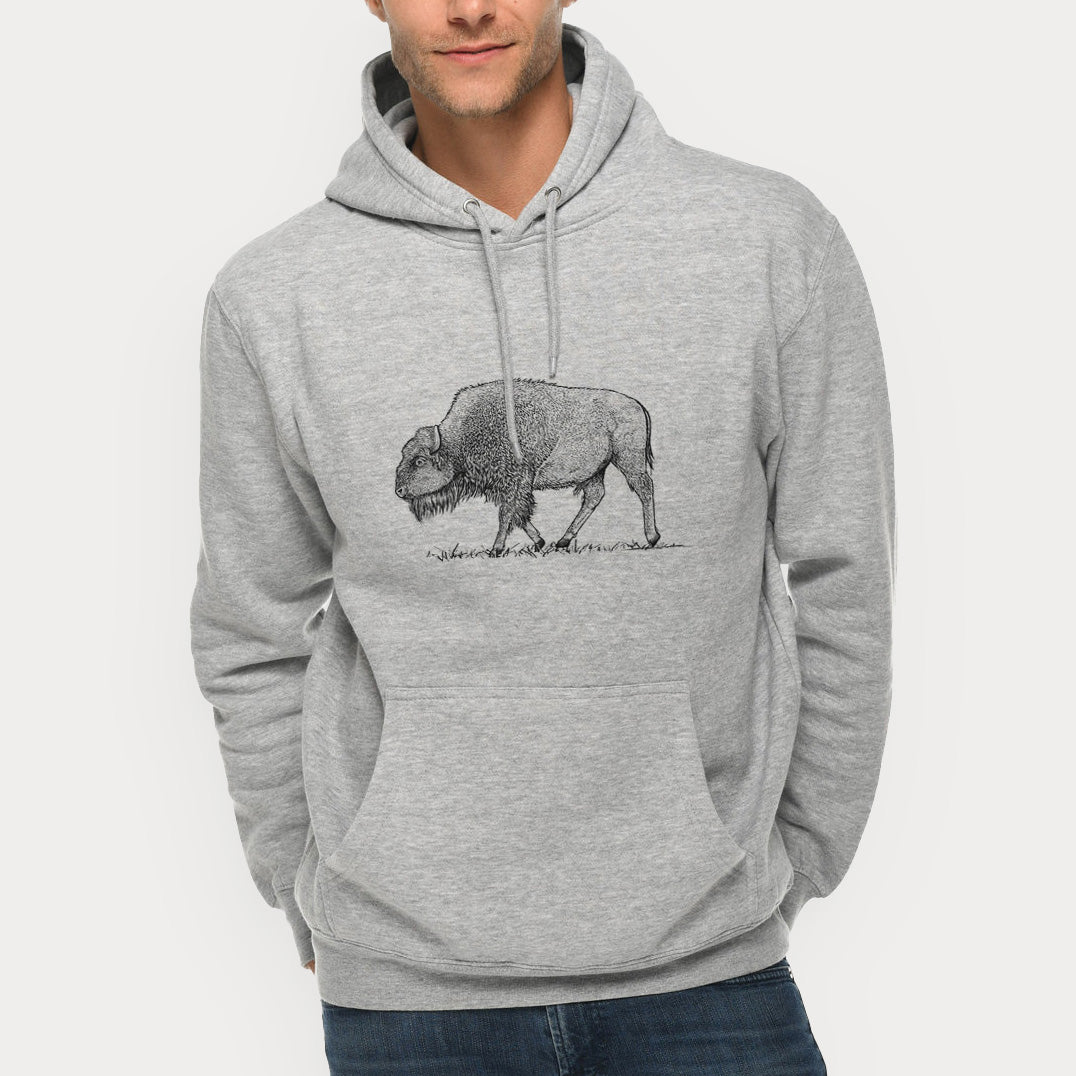 American Bison / Buffalo - Bison bison  - Mid-Weight Unisex Premium Blend Hoodie