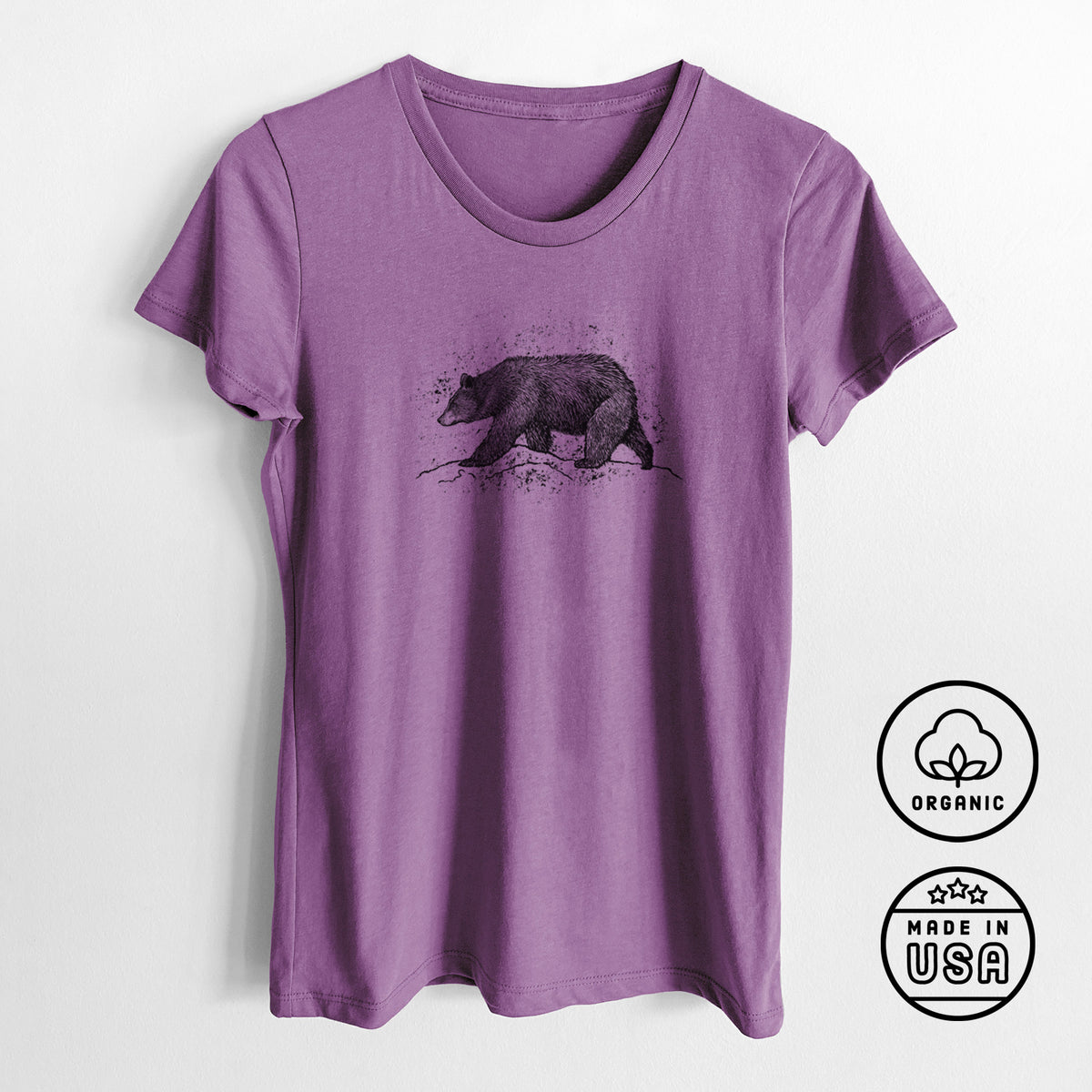 Black Bear - Women&#39;s Crewneck - Made in USA - 100% Organic Cotton
