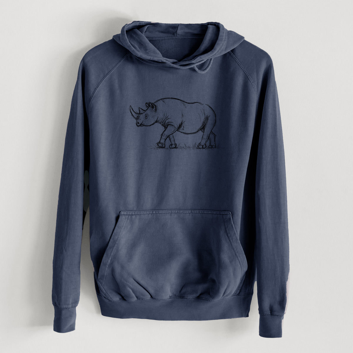 Black Rhinoceros - Diceros bicornis  - Mid-Weight Unisex Vintage 100% Cotton Hoodie