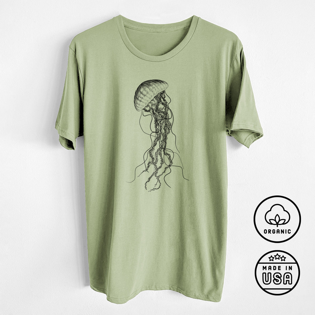 Black Sea Nettle Jellyfish - Chrysaora achlyos - Unisex Crewneck - Made in USA - 100% Organic Cotton