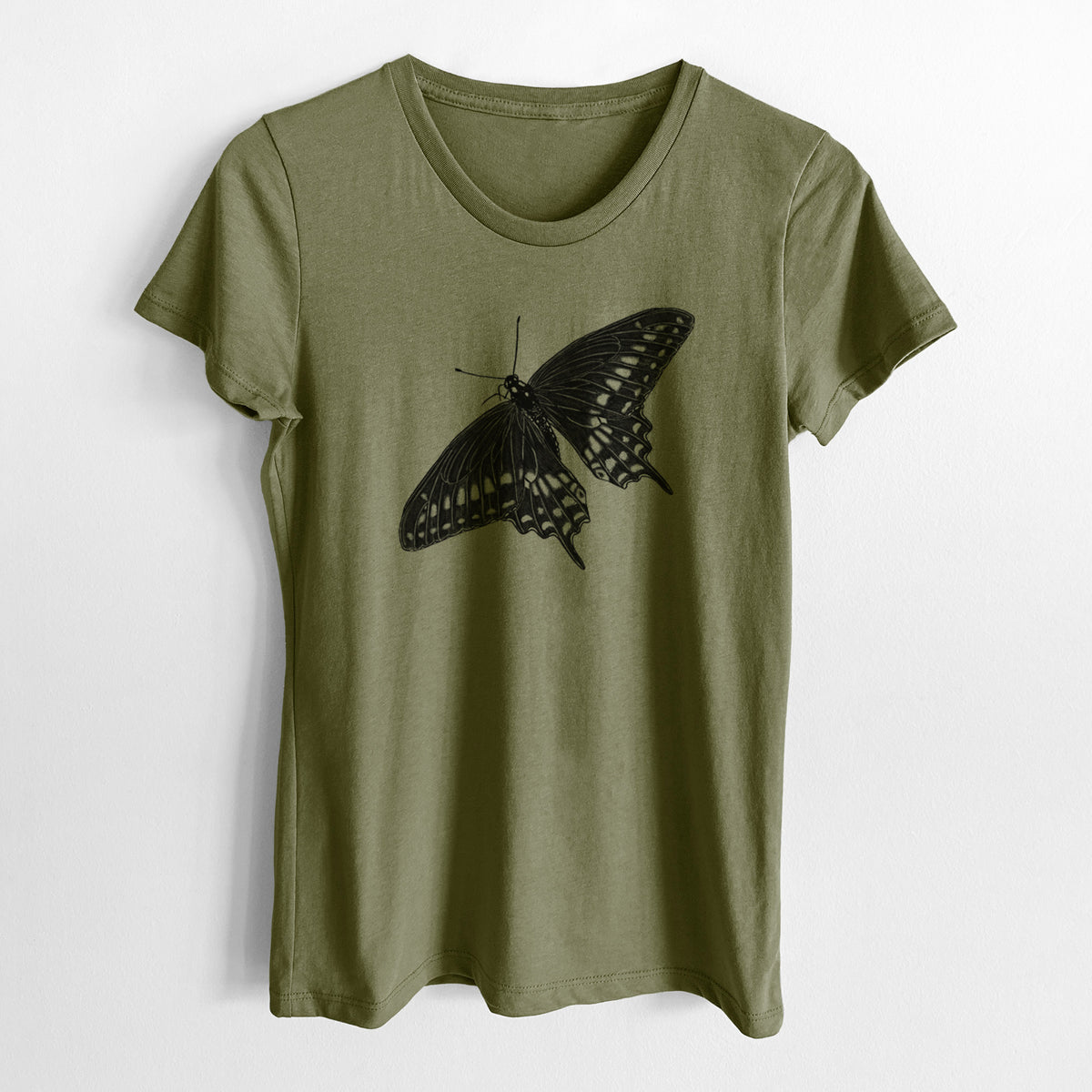 Black Swallowtail Butterfly - Papilio polyxenes - Women&#39;s Crewneck - Made in USA - 100% Organic Cotton