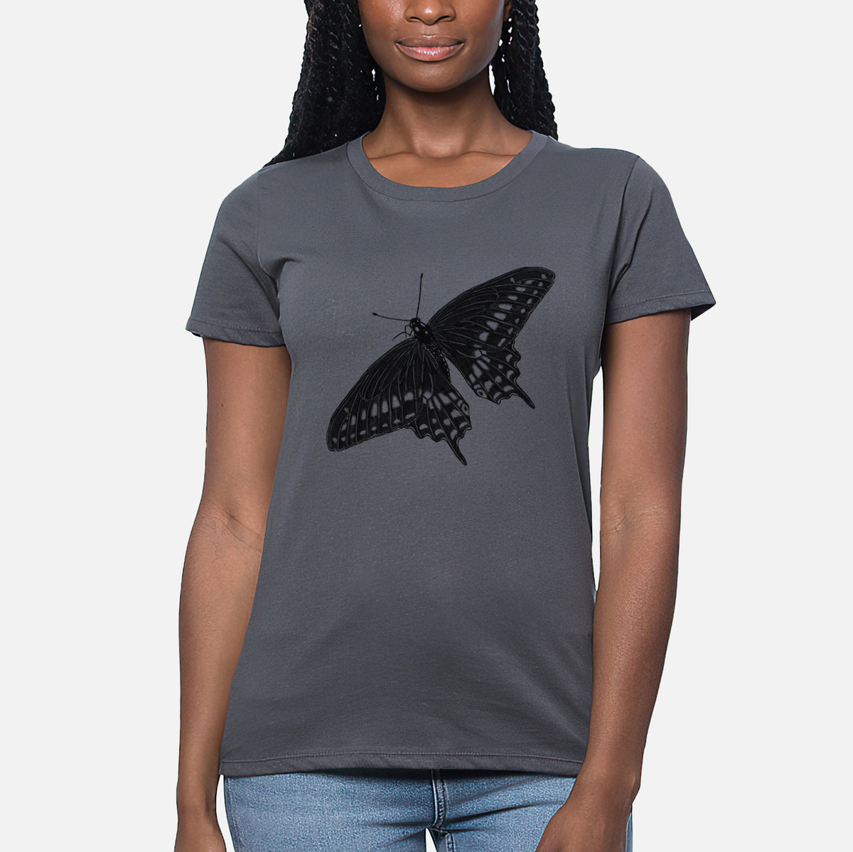 Black Swallowtail Butterfly - Papilio polyxenes - Women&#39;s Crewneck - Made in USA - 100% Organic Cotton