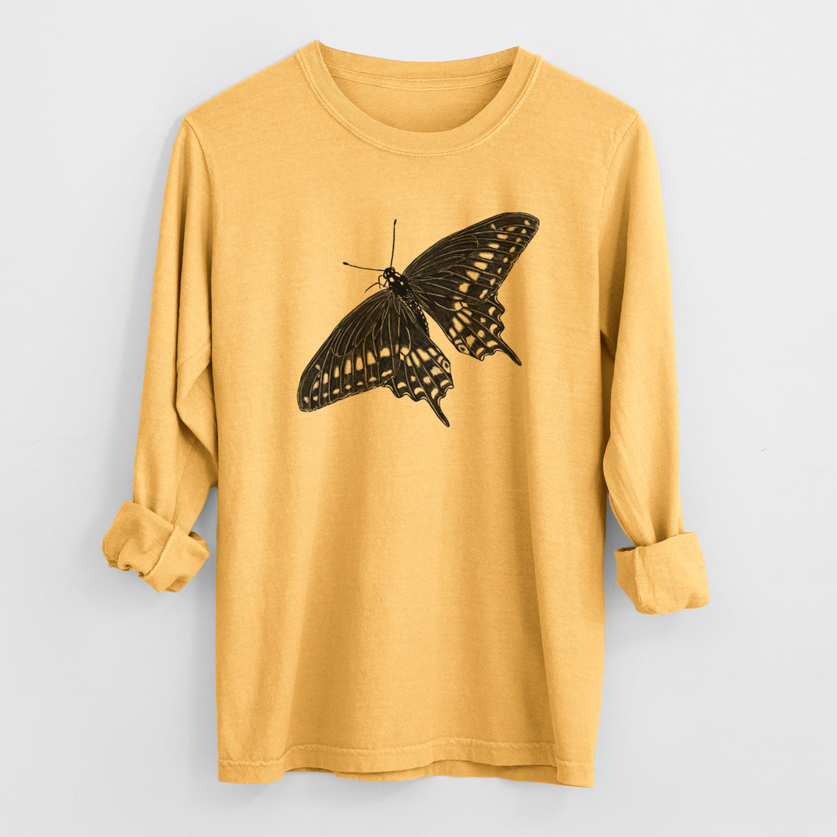 Black Swallowtail Butterfly - Papilio polyxenes - Heavyweight 100% Cotton Long Sleeve