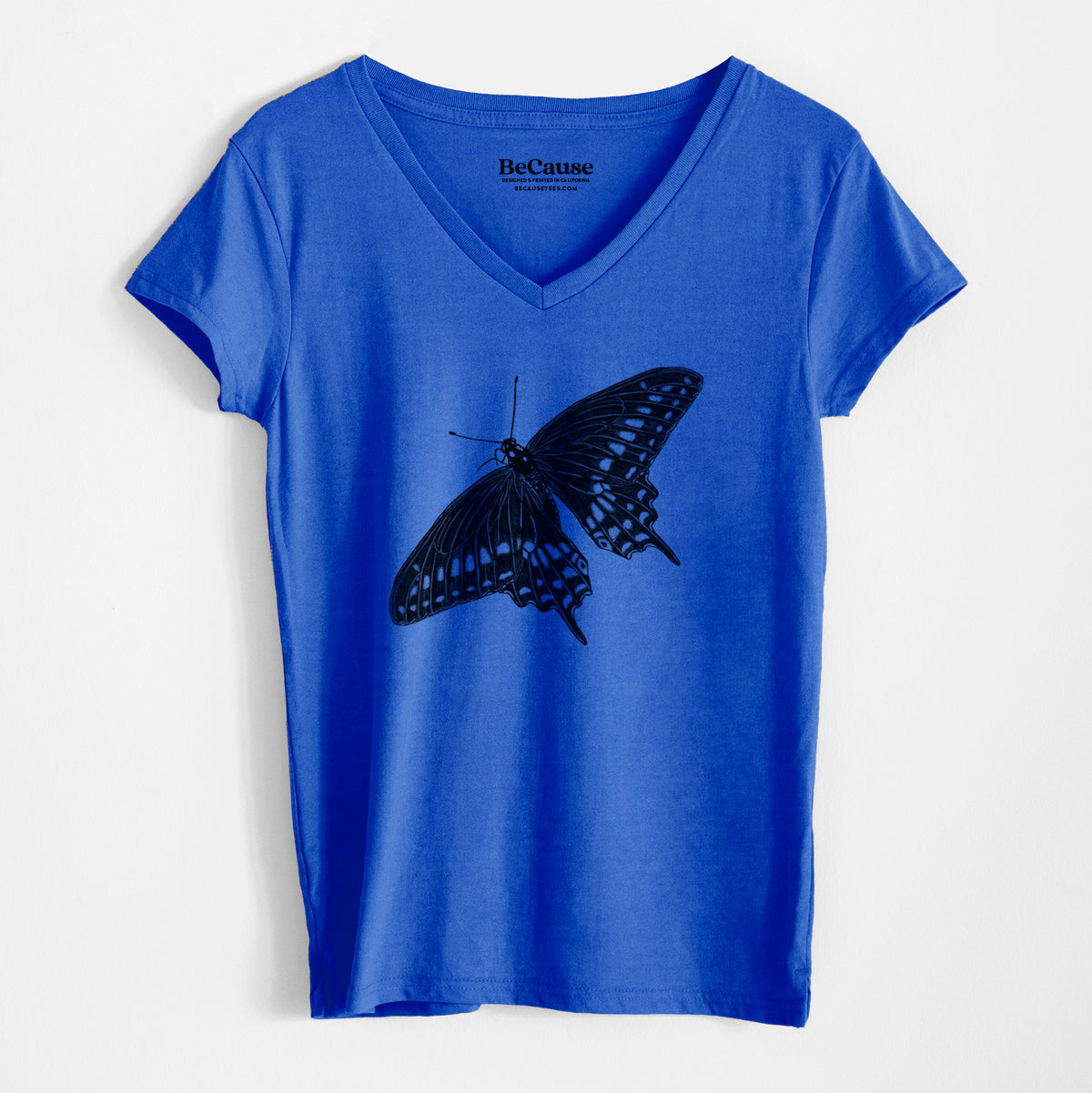 Black Swallowtail Butterfly - Papilio polyxenes - Women&#39;s 100% Recycled V-neck
