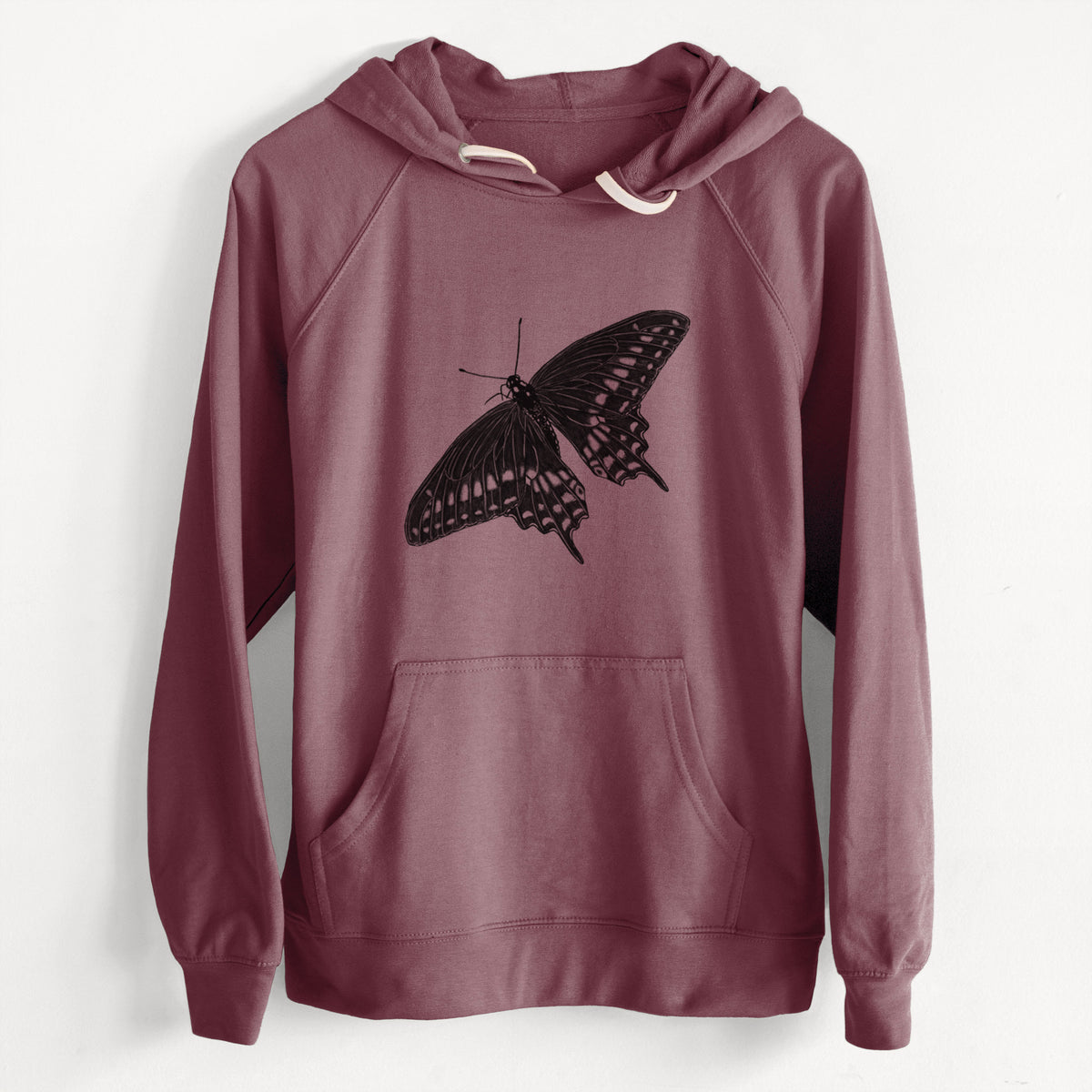 Black Swallowtail Butterfly - Papilio polyxenes  - Slim Fit Loopback Terry Hoodie