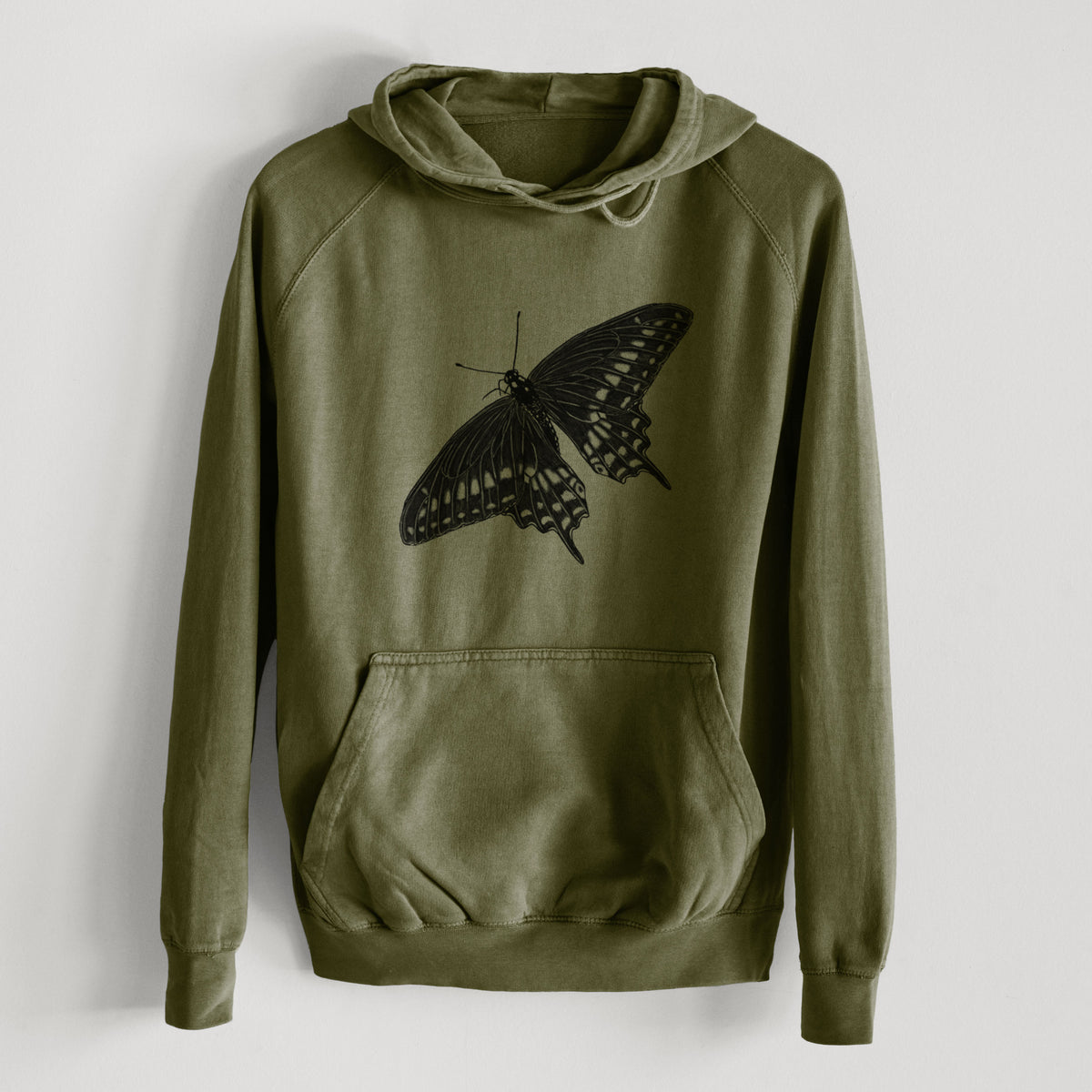 Black Swallowtail Butterfly - Papilio polyxenes  - Mid-Weight Unisex Vintage 100% Cotton Hoodie
