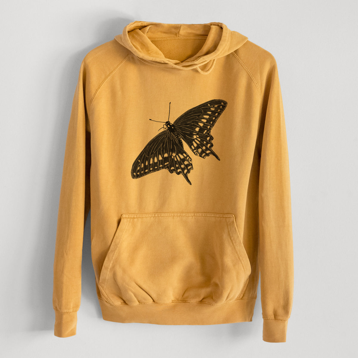 Black Swallowtail Butterfly - Papilio polyxenes  - Mid-Weight Unisex Vintage 100% Cotton Hoodie