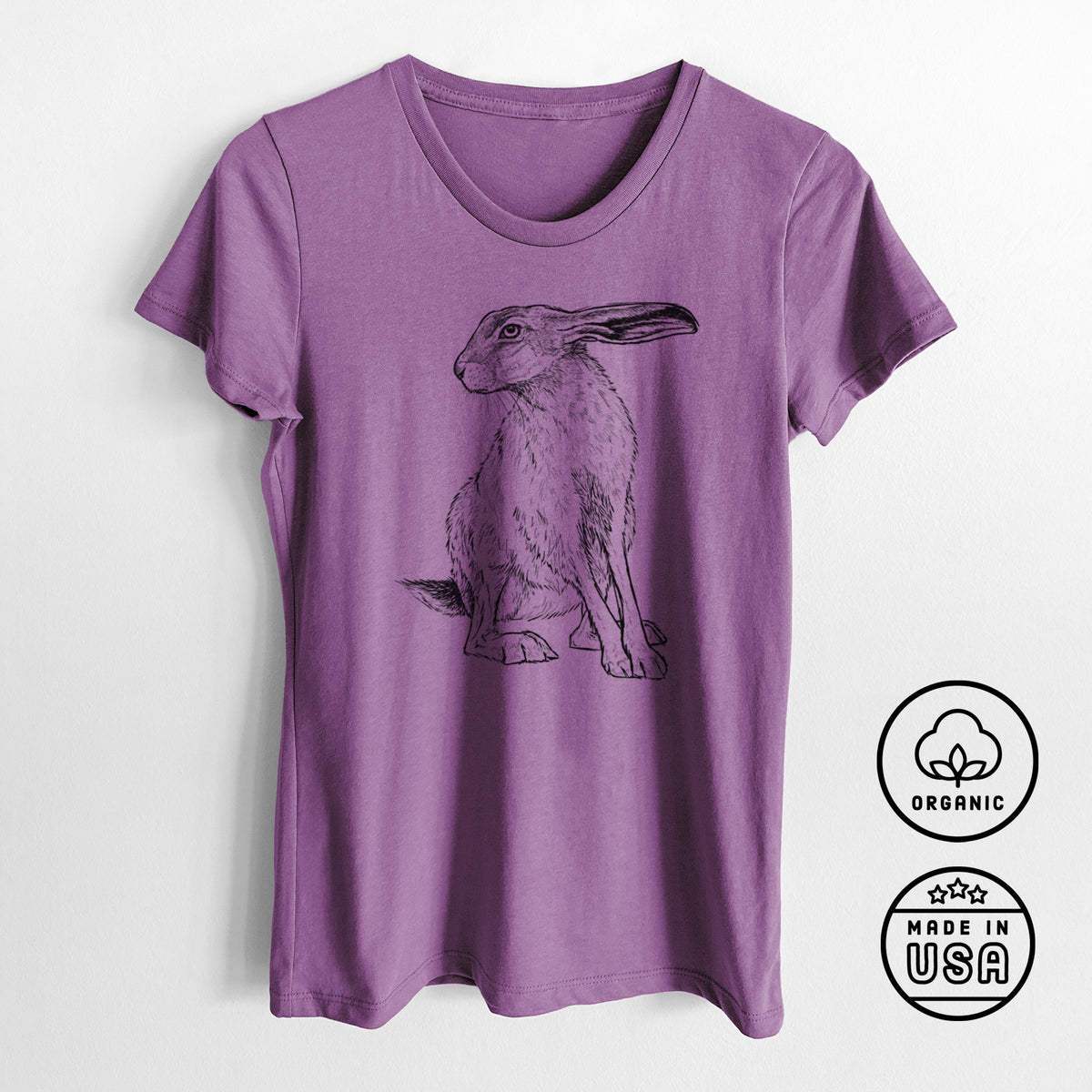 Black-tailed Jackrabbit - Lepus californicus - Women&#39;s Crewneck - Made in USA - 100% Organic Cotton