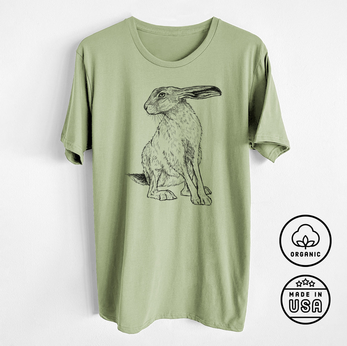 Black-tailed Jackrabbit - Lepus californicus - Unisex Crewneck - Made in USA - 100% Organic Cotton
