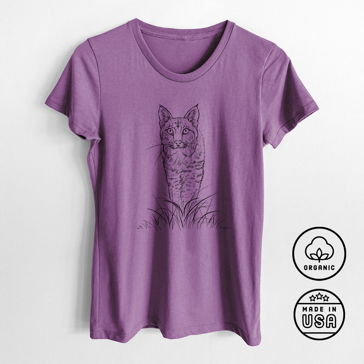 Bobcat - Lynx rufus - Women&#39;s Crewneck - Made in USA - 100% Organic Cotton