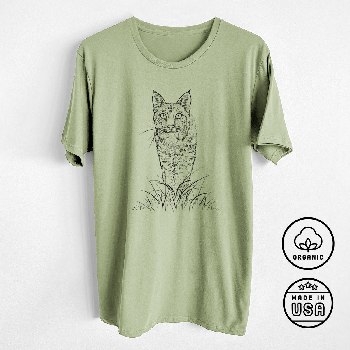 Bobcat - Lynx rufus - Unisex Crewneck - Made in USA - 100% Organic Cotton