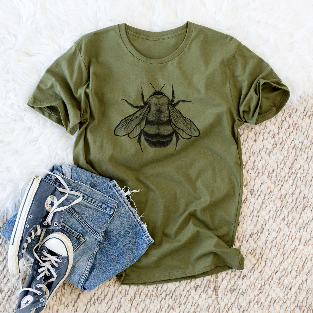 Bombus Affinis - Rusty-Patched Bumble Bee - Unisex Crewneck - Made in USA - 100% Organic Cotton