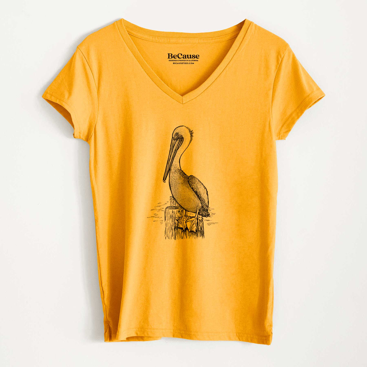 Pelecanus occidentalis - Brown Pelican - Women&#39;s 100% Recycled V-neck