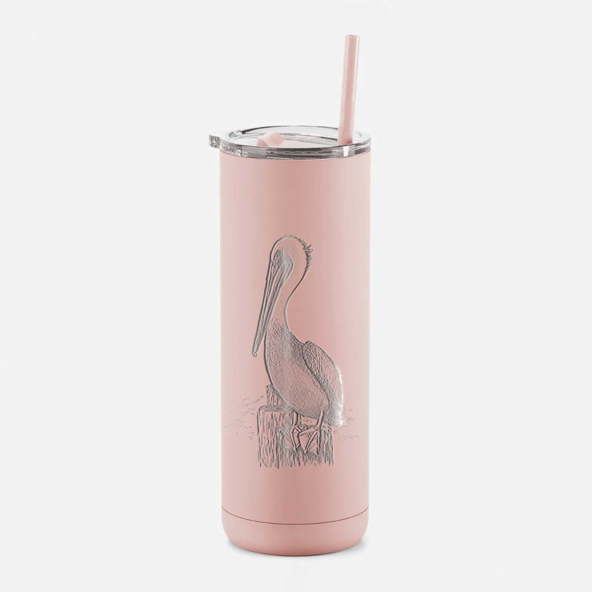 Flamingo Pink & Gold Tumbler w/Straw