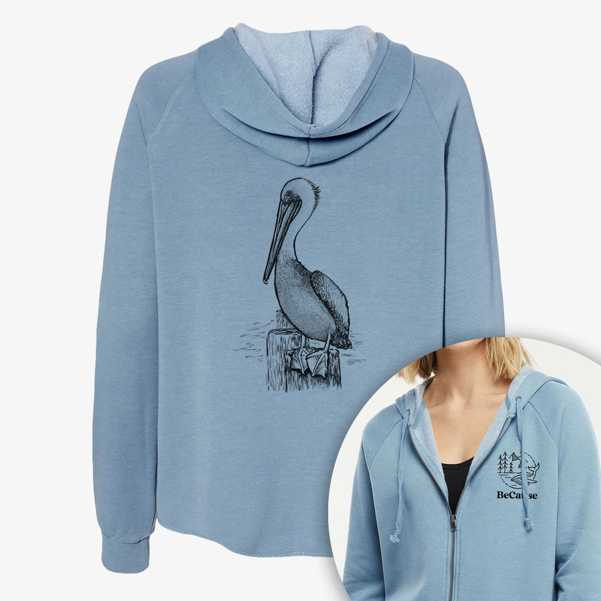 Pelecanus occidentalis - Brown Pelican - Women&#39;s Cali Wave Zip-Up Sweatshirt