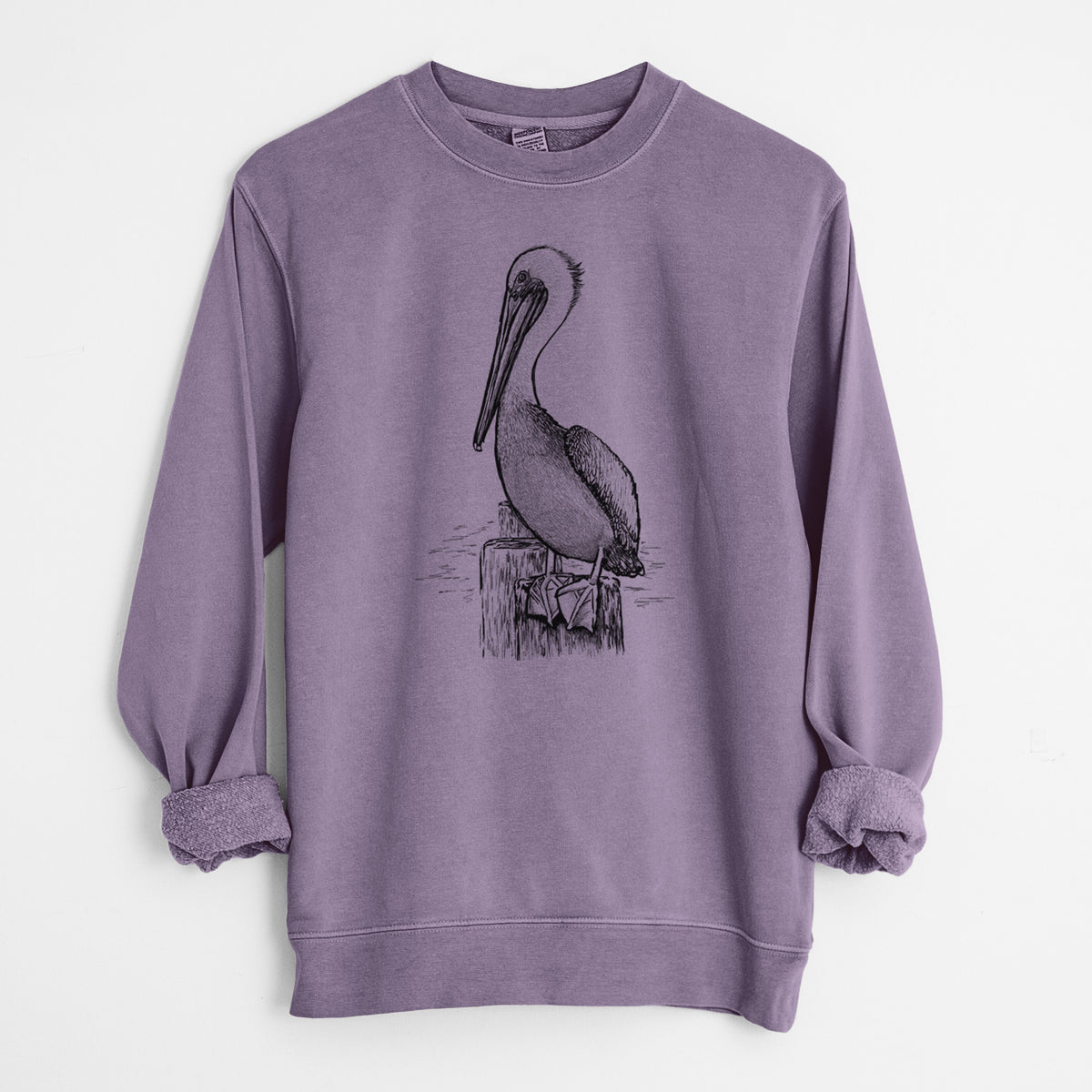 Pelecanus occidentalis - Brown Pelican - Unisex Pigment Dyed Crew Sweatshirt