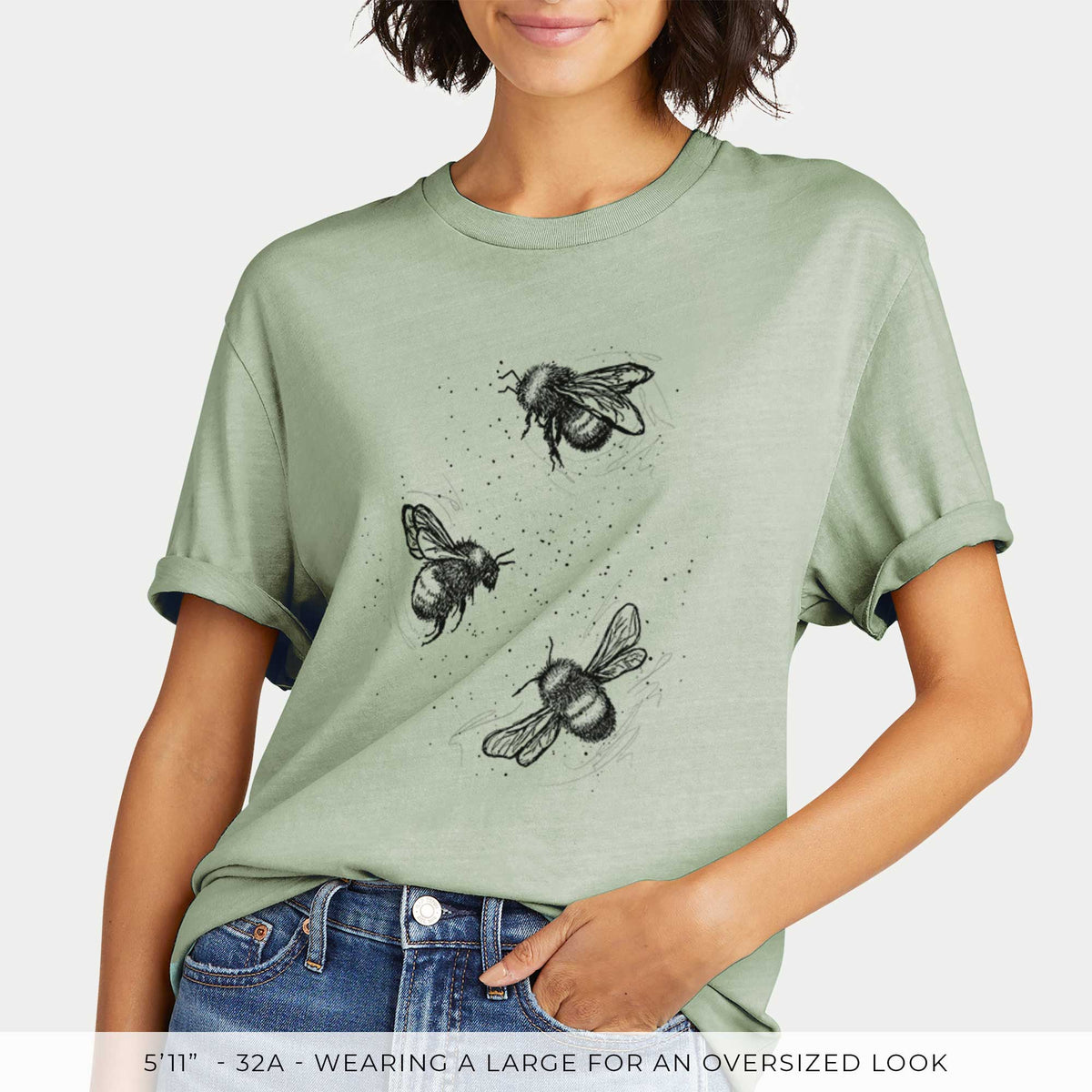 American Bumblebee Trio - Bombus Pensylvanicus -  Mineral Wash 100% Organic Cotton Short Sleeve