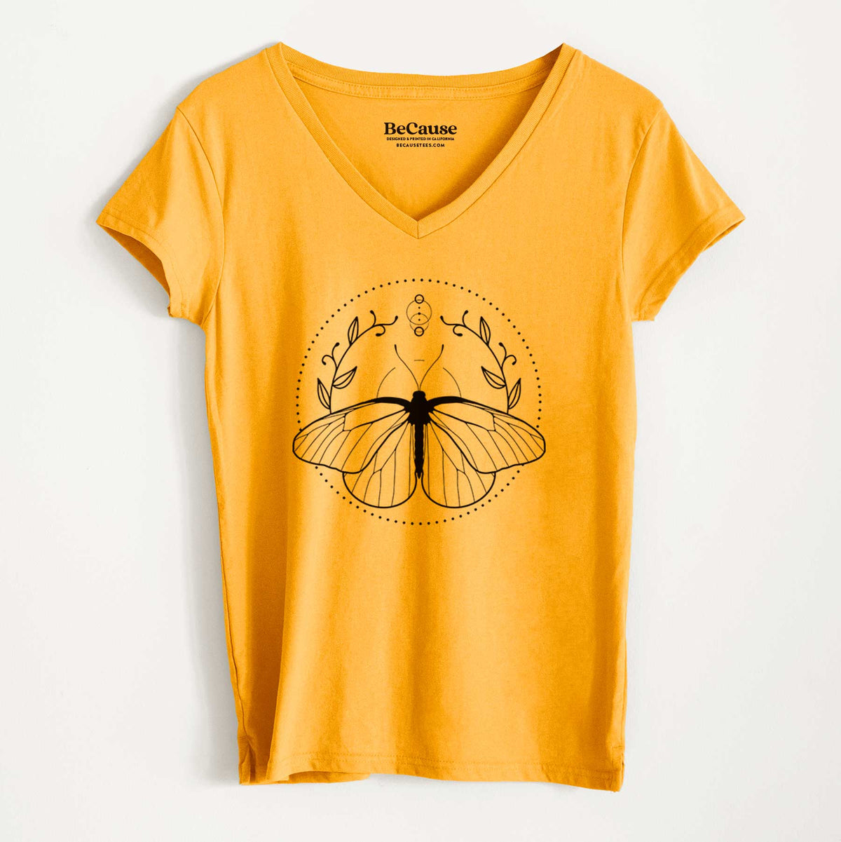 Aporia crataegi - Black Veined White Butterfly - Women&#39;s 100% Recycled V-neck