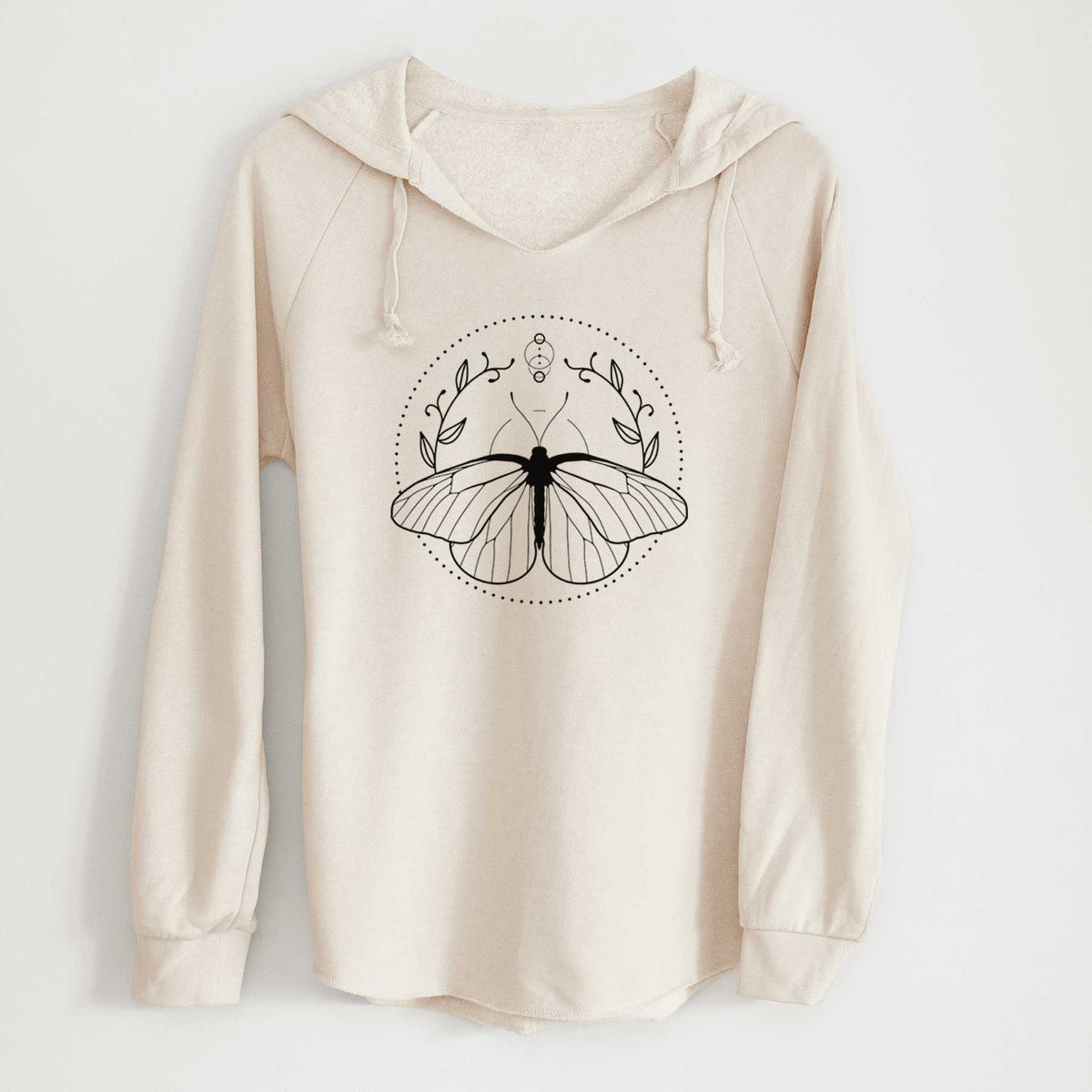 Aporia crataegi - Black Veined White Butterfly - Cali Wave Hooded Sweatshirt
