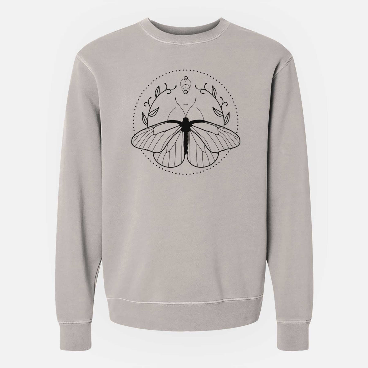 Aporia crataegi - Black Veined White Butterfly - Unisex Pigment Dyed Crew Sweatshirt