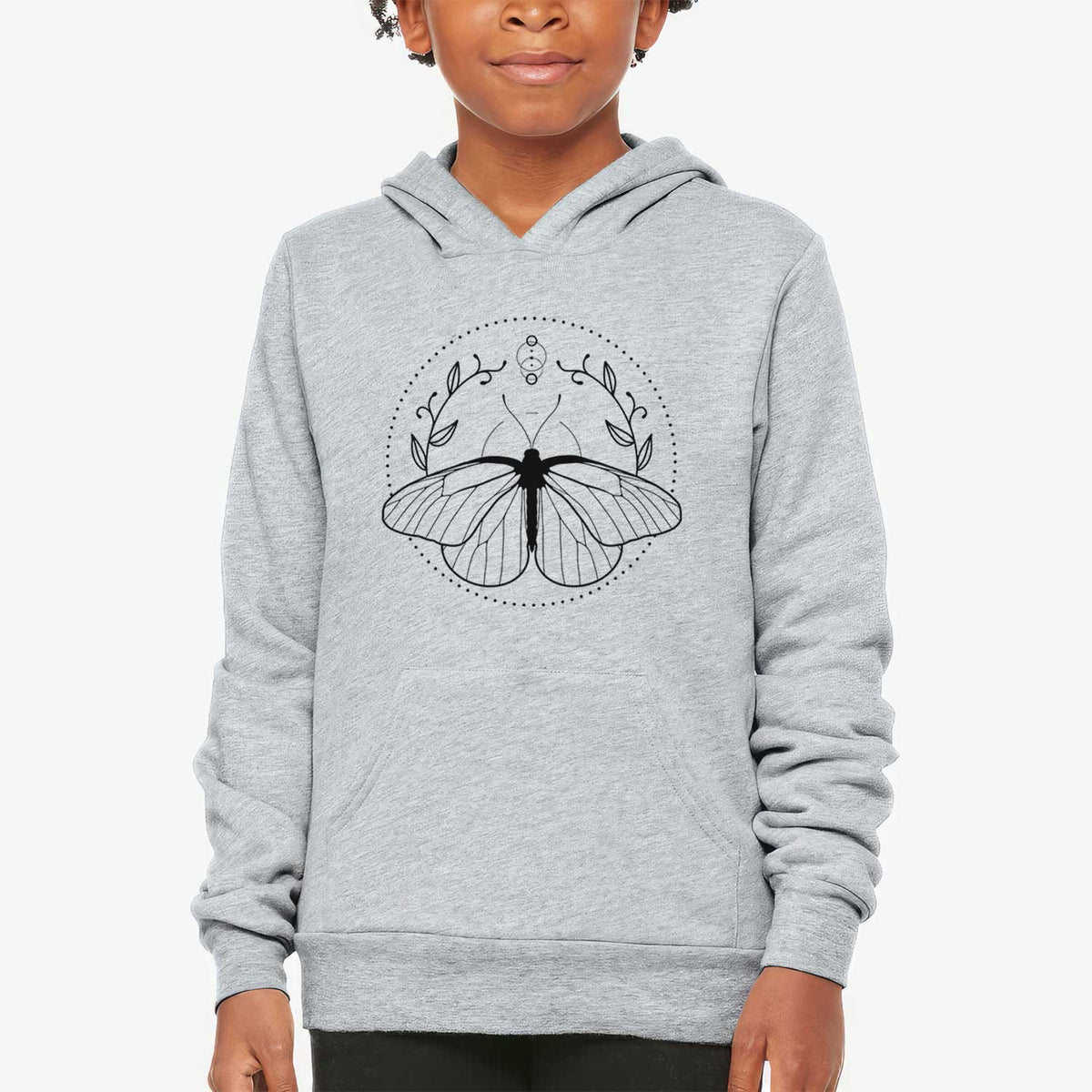 Aporia crataegi - Black Veined White Butterfly - Youth Hoodie Sweatshirt