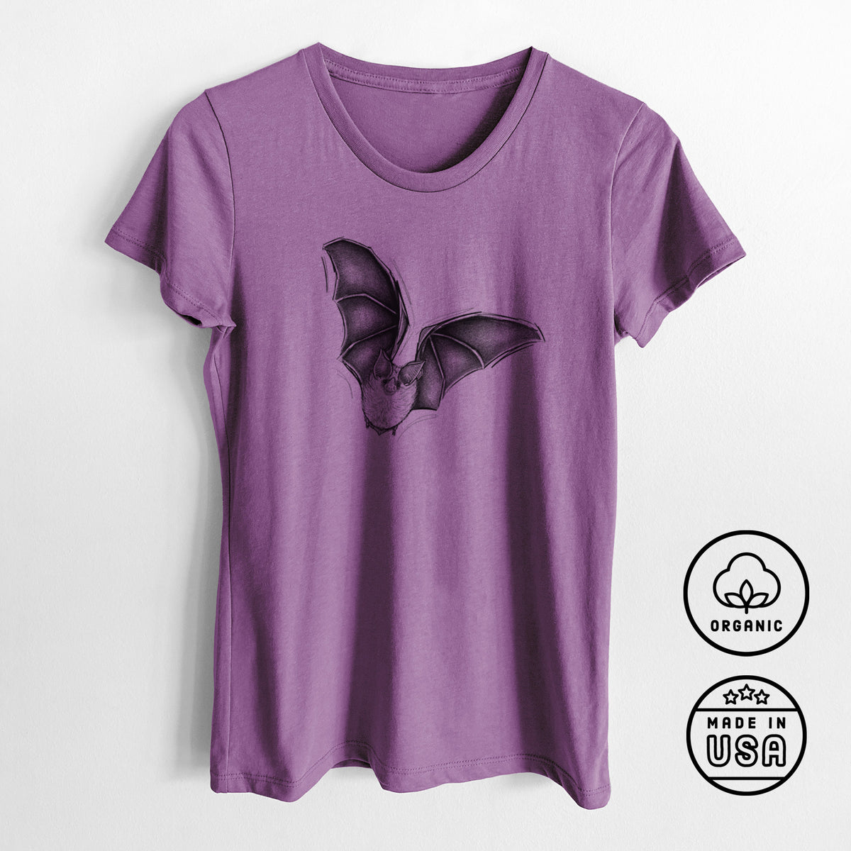 Macrotus californicus - California Leaf-nosed Bat - Women&#39;s Crewneck - Made in USA - 100% Organic Cotton