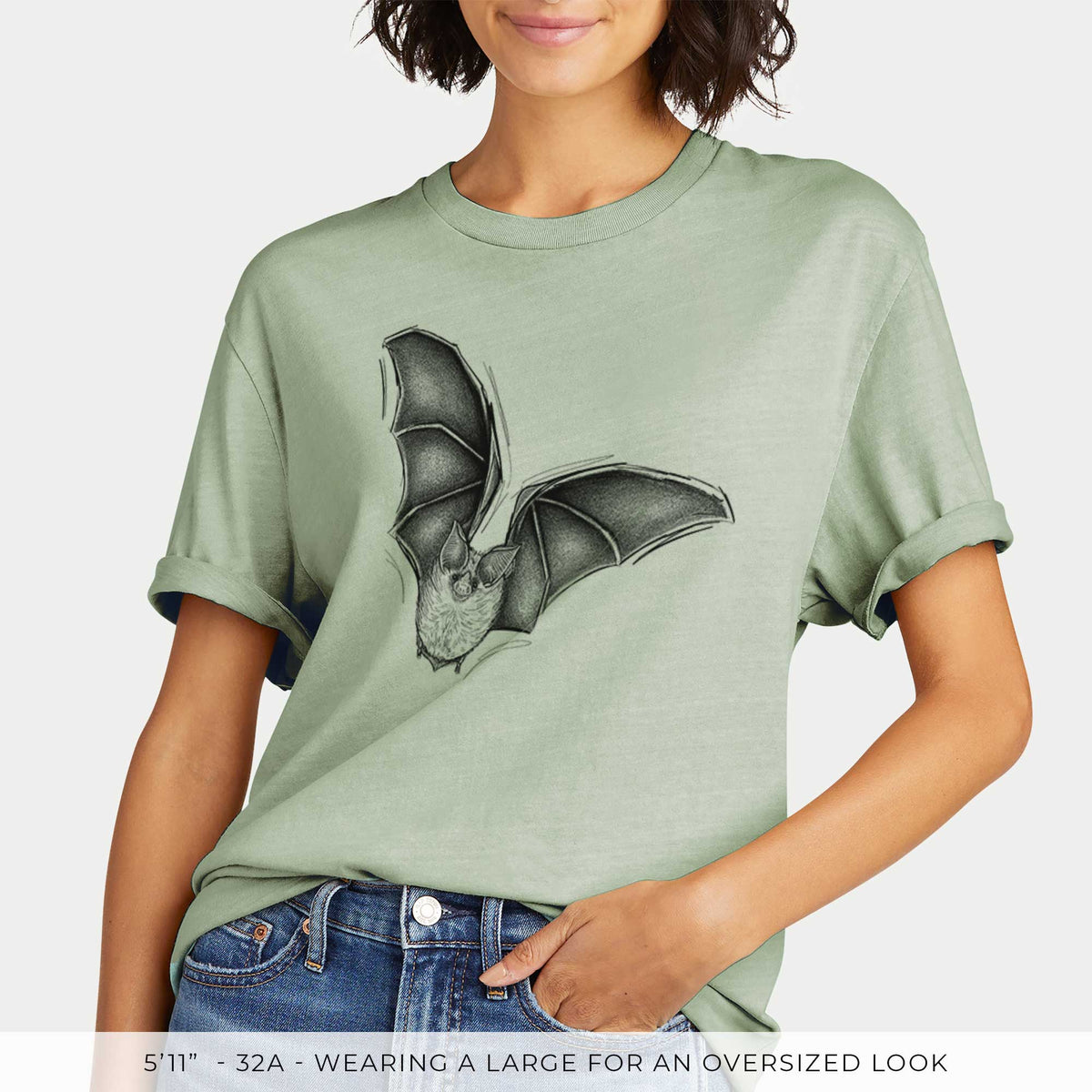 Macrotus californicus - California Leaf-nosed Bat -  Mineral Wash 100% Organic Cotton Short Sleeve