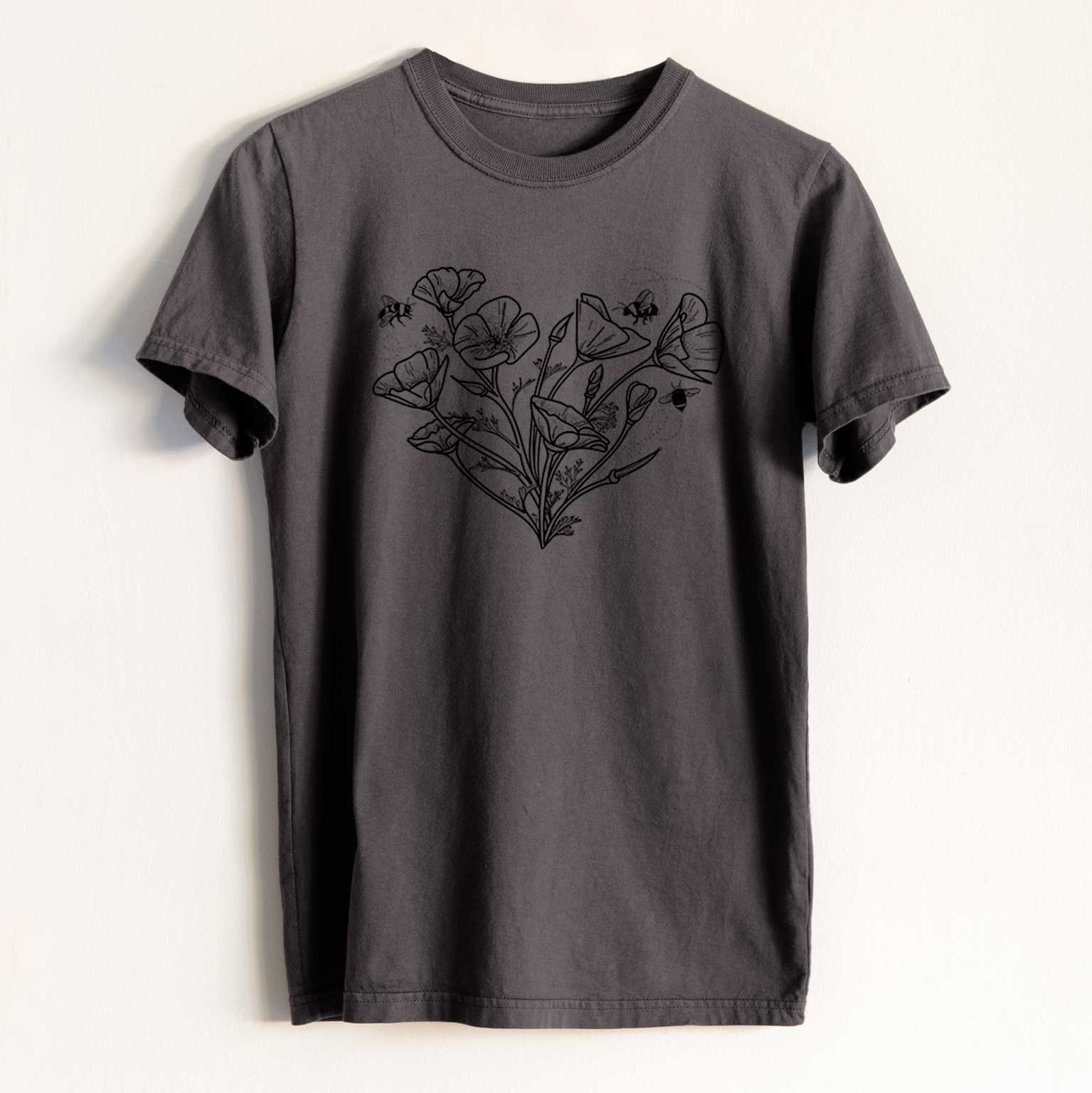 Poppy Heart Black Tee
