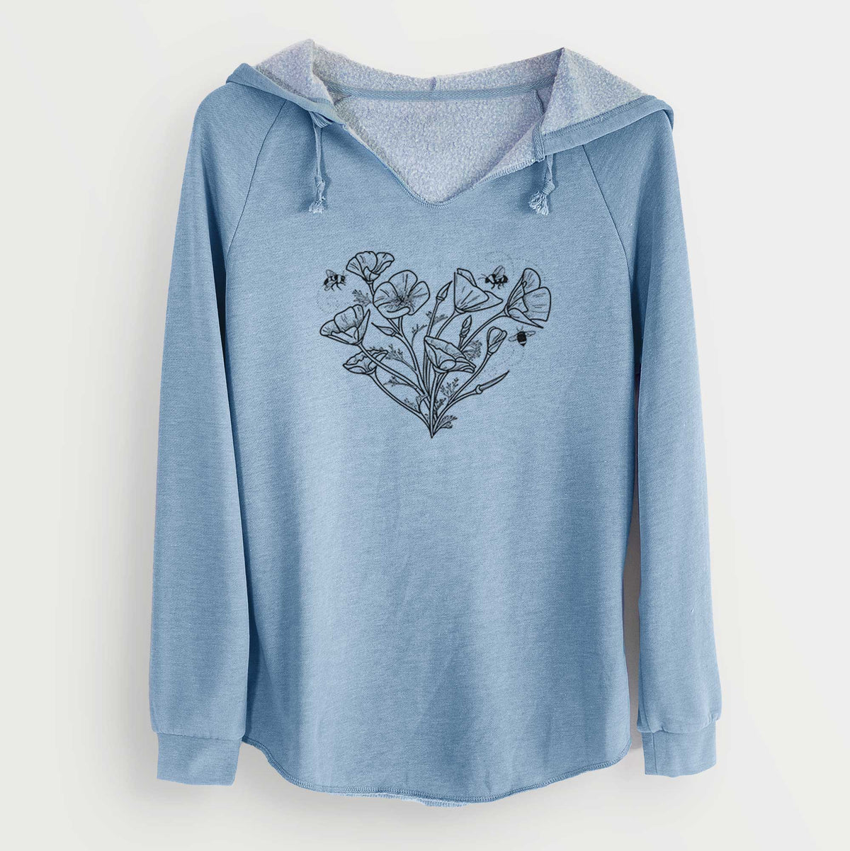 California Poppy Heart - Cali Wave Hooded Sweatshirt