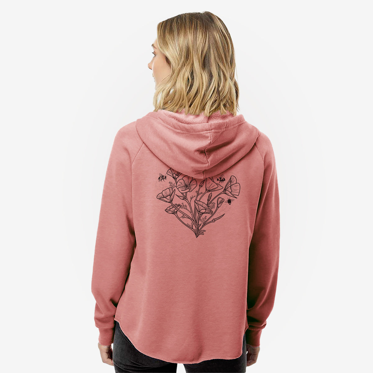 California Poppy Heart - Women&#39;s Cali Wave Zip-Up Sweatshirt