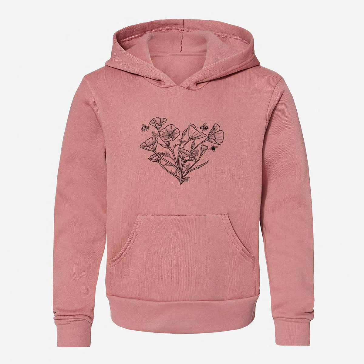 California Poppy Heart - Youth Hoodie Sweatshirt