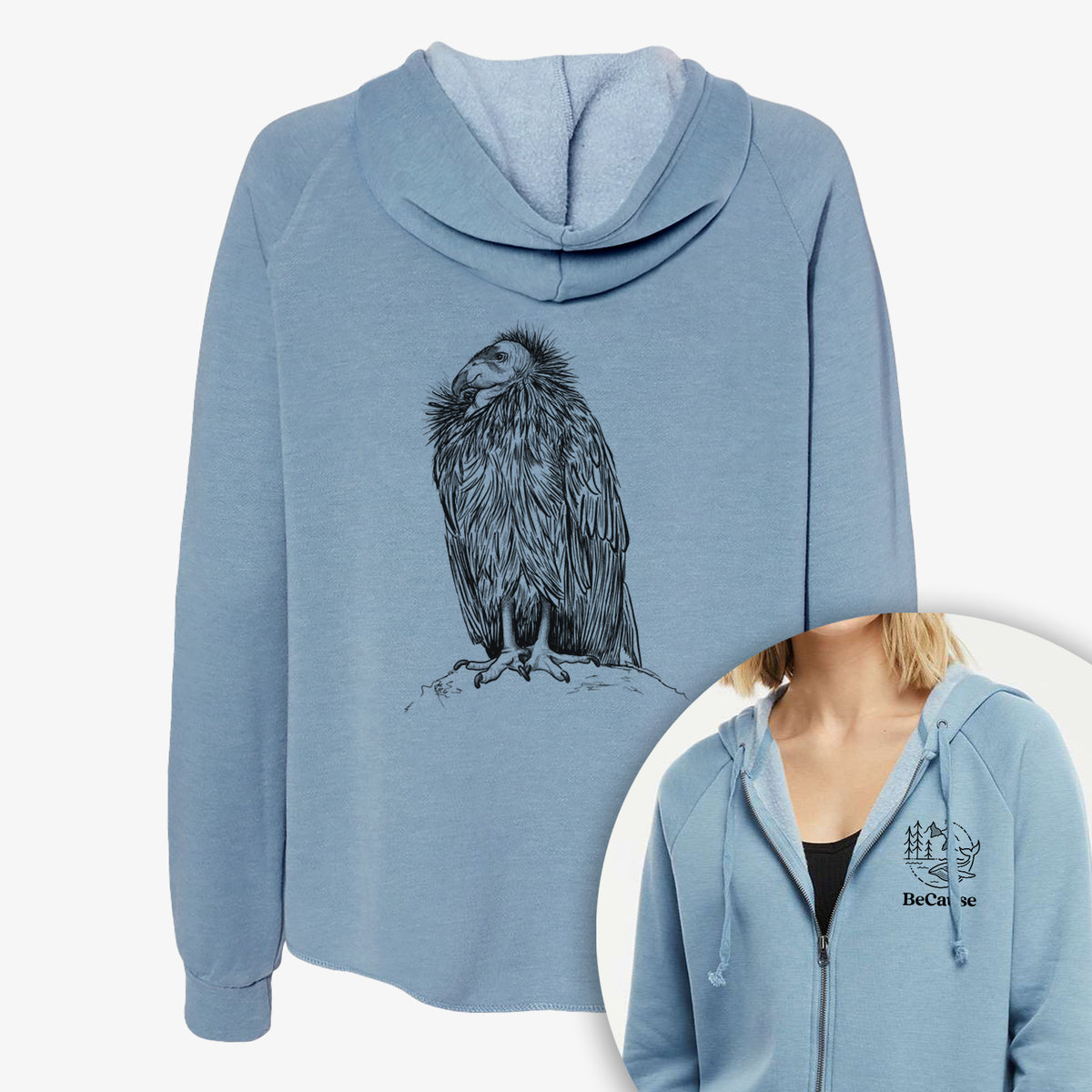 California Condor - Gymnogyps californianus - Women&#39;s Cali Wave Zip-Up Sweatshirt