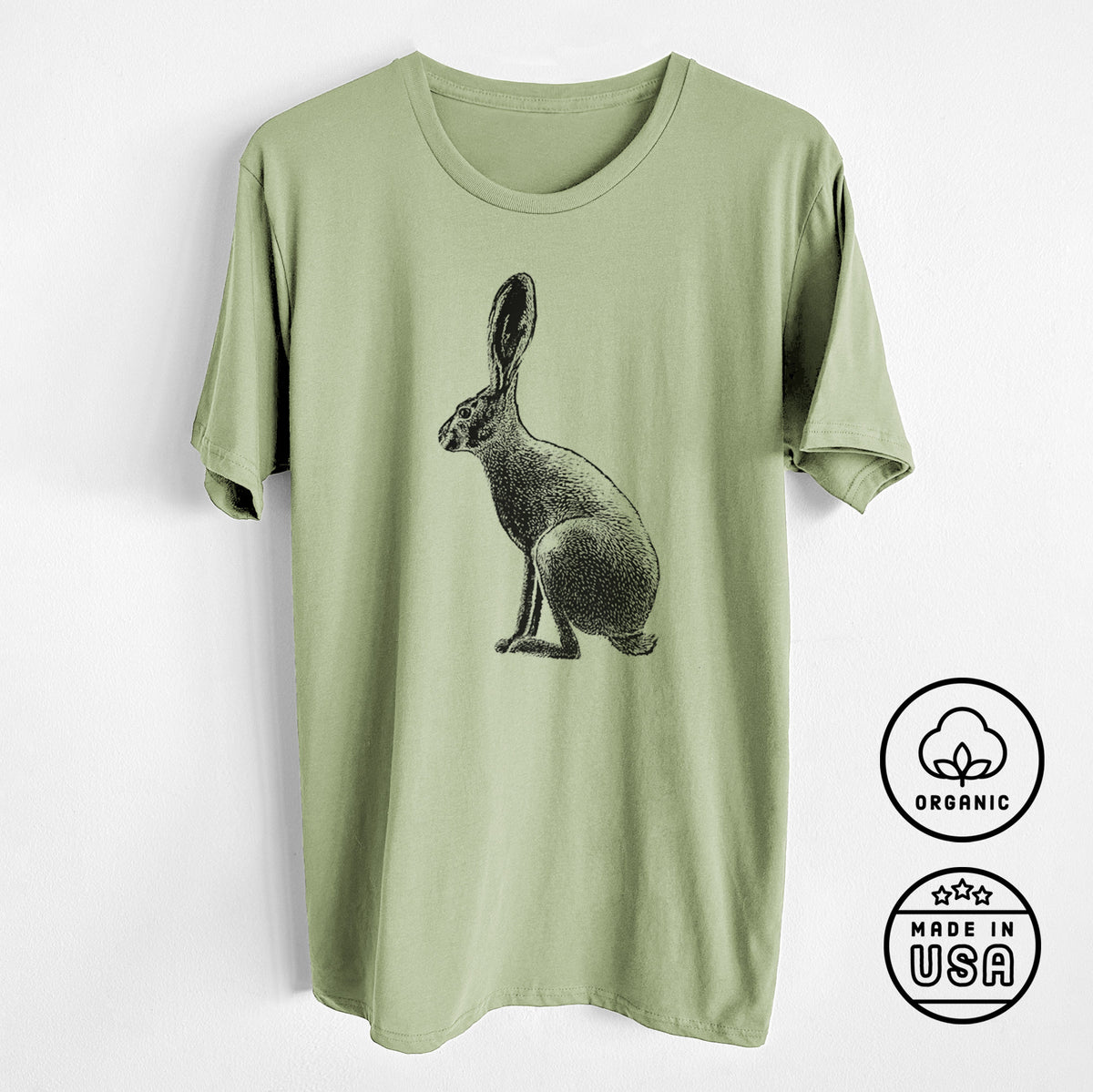Wild California Hare - Black-tailed Jackrabbit - Unisex Crewneck - Made in USA - 100% Organic Cotton