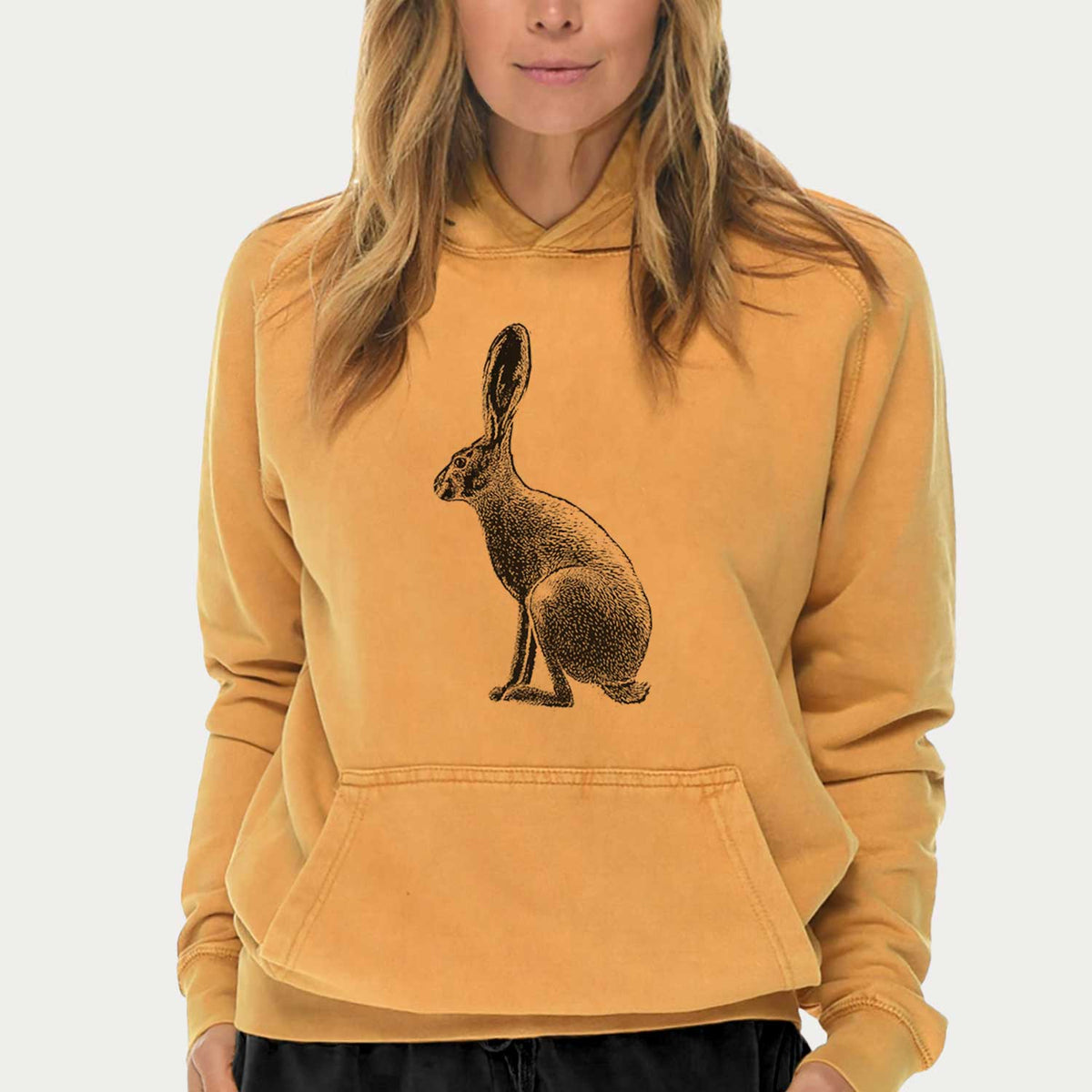 Wild California Hare - Black-tailed Jackrabbit  - Mid-Weight Unisex Vintage 100% Cotton Hoodie
