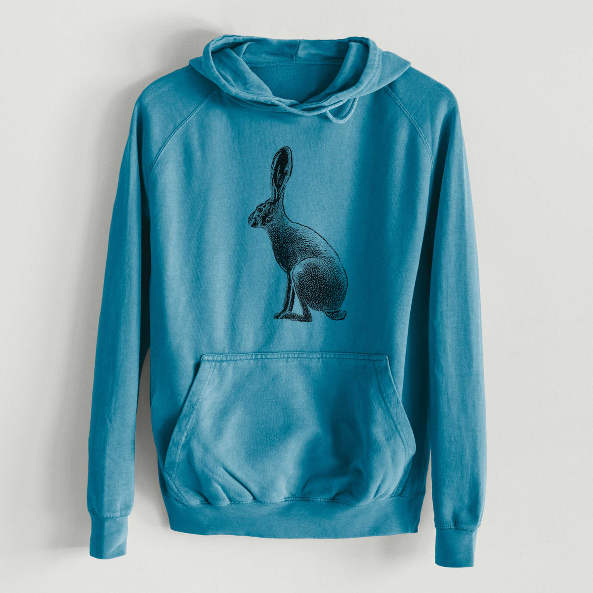 Wild California Hare - Black-tailed Jackrabbit  - Mid-Weight Unisex Vintage 100% Cotton Hoodie