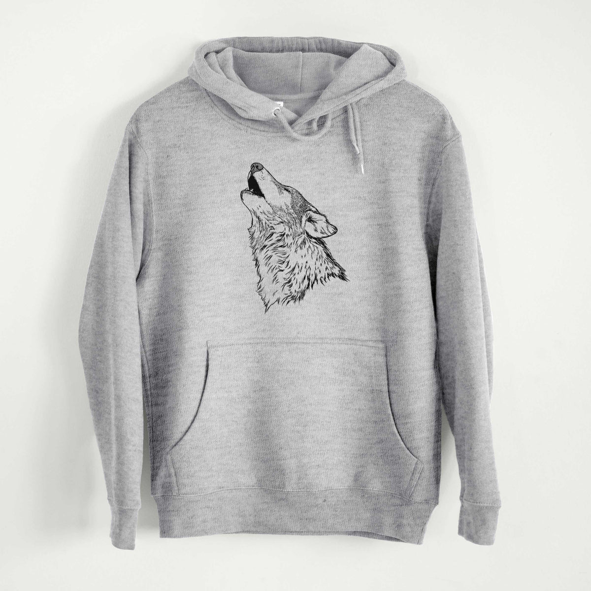 Canis lupus - Grey Wolf Howling  - Mid-Weight Unisex Premium Blend Hoodie