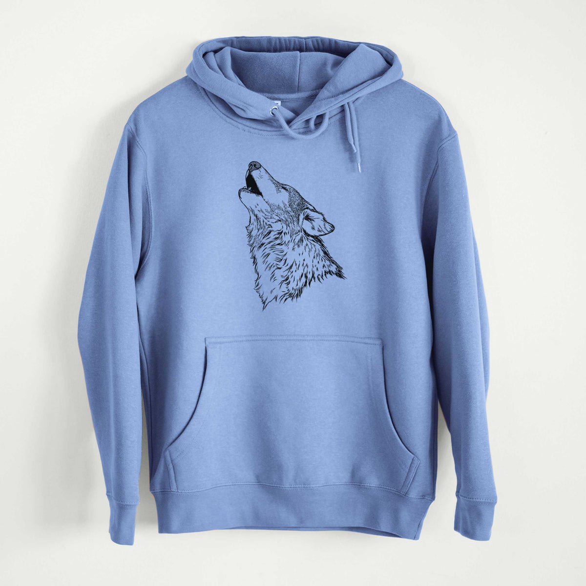 Canis lupus - Grey Wolf Howling  - Mid-Weight Unisex Premium Blend Hoodie
