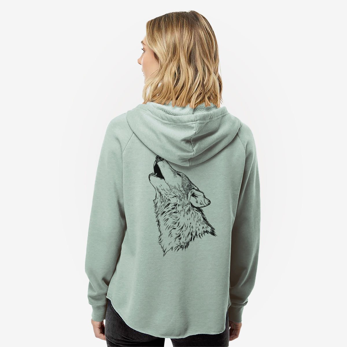 Canis lupus - Grey Wolf Howling - Women&#39;s Cali Wave Zip-Up Sweatshirt