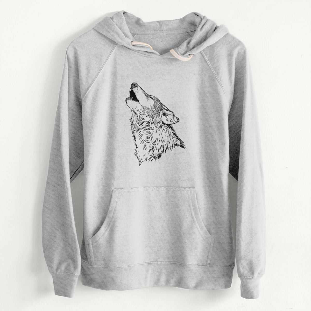 Canis lupus - Grey Wolf Howling  - Slim Fit Loopback Terry Hoodie
