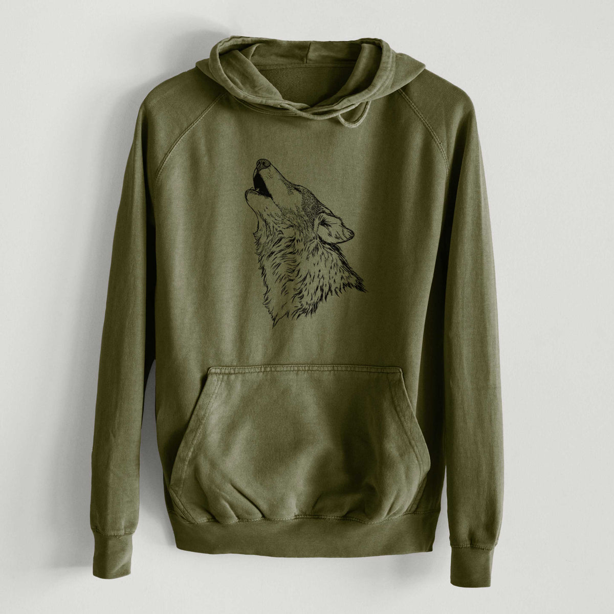 Canis lupus - Grey Wolf Howling  - Mid-Weight Unisex Vintage 100% Cotton Hoodie
