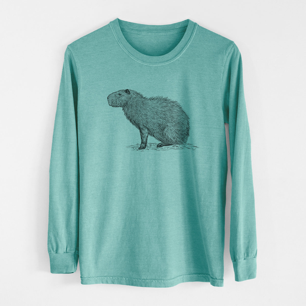 Capybara Profile - Hydrochoerus hydrochaeris - Heavyweight 100% Cotton Long Sleeve