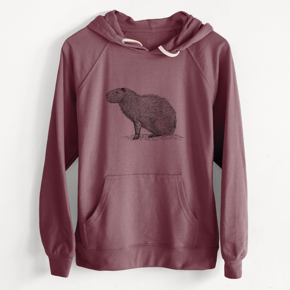 Capybara Profile - Hydrochoerus hydrochaeris  - Slim Fit Loopback Terry Hoodie