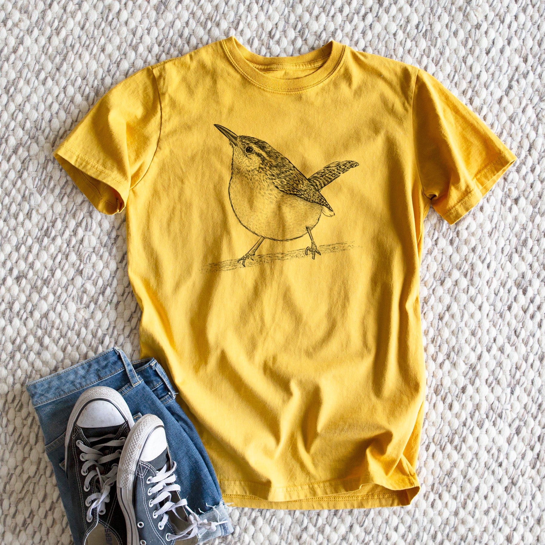 Carolina Wren - Thryothorus ludovicianus - Heavyweight Men's 100% Organic Cotton Tee