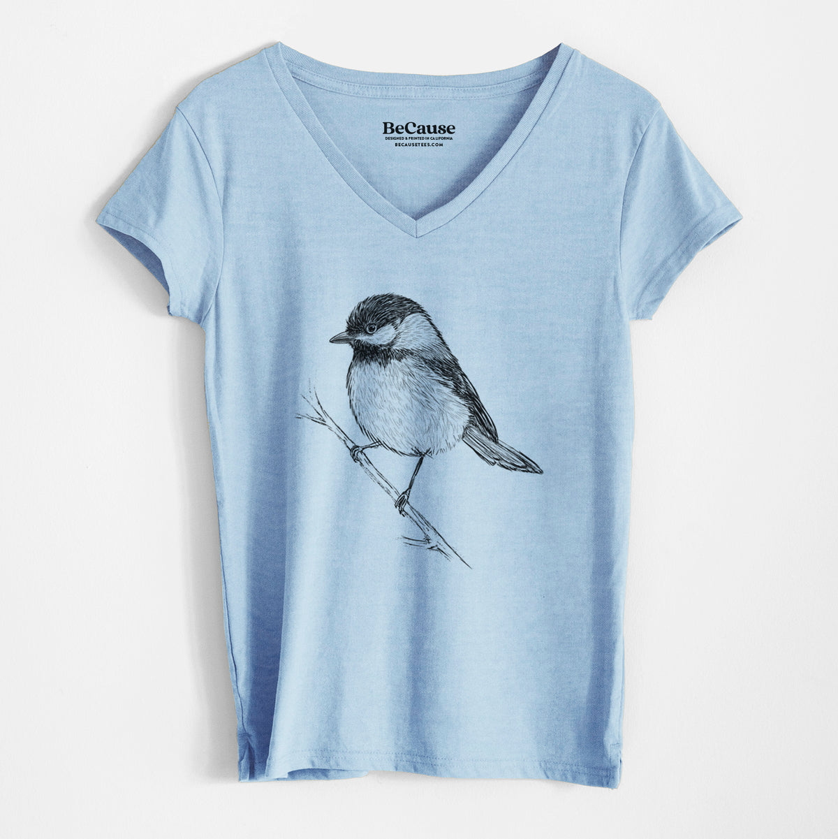Black-capped Chickadee - Poecile atricapillus - Women&#39;s 100% Recycled V-neck