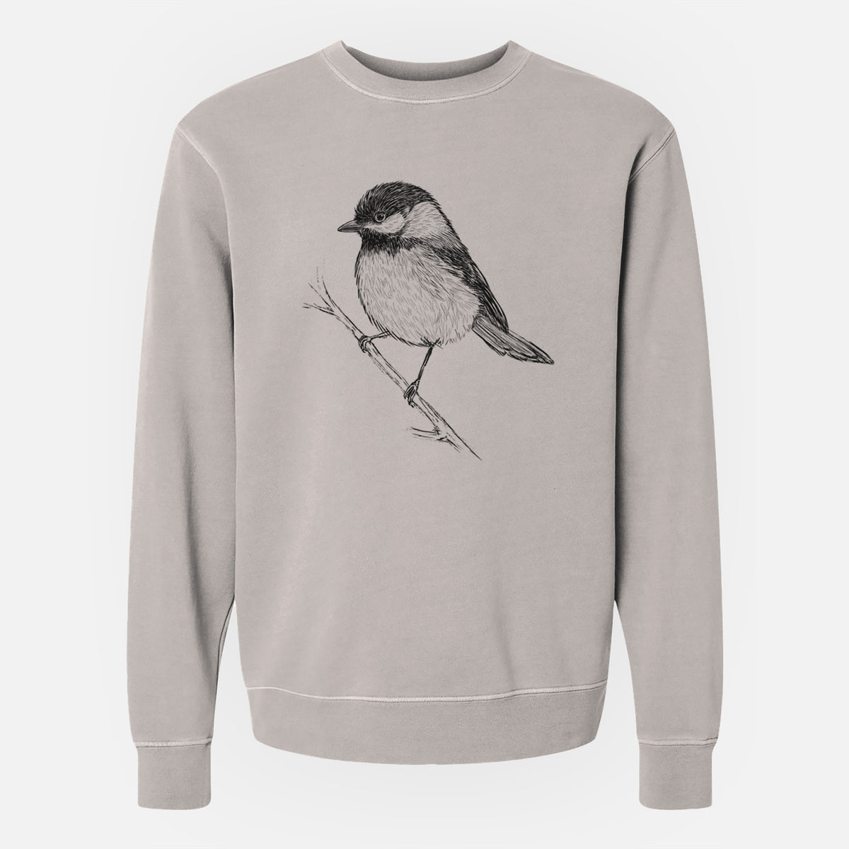 Black-capped Chickadee - Poecile atricapillus - Unisex Pigment Dyed Crew Sweatshirt