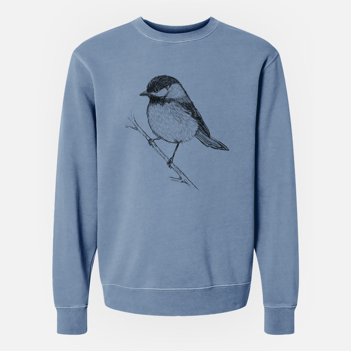 Black-capped Chickadee - Poecile atricapillus - Unisex Pigment Dyed Crew Sweatshirt