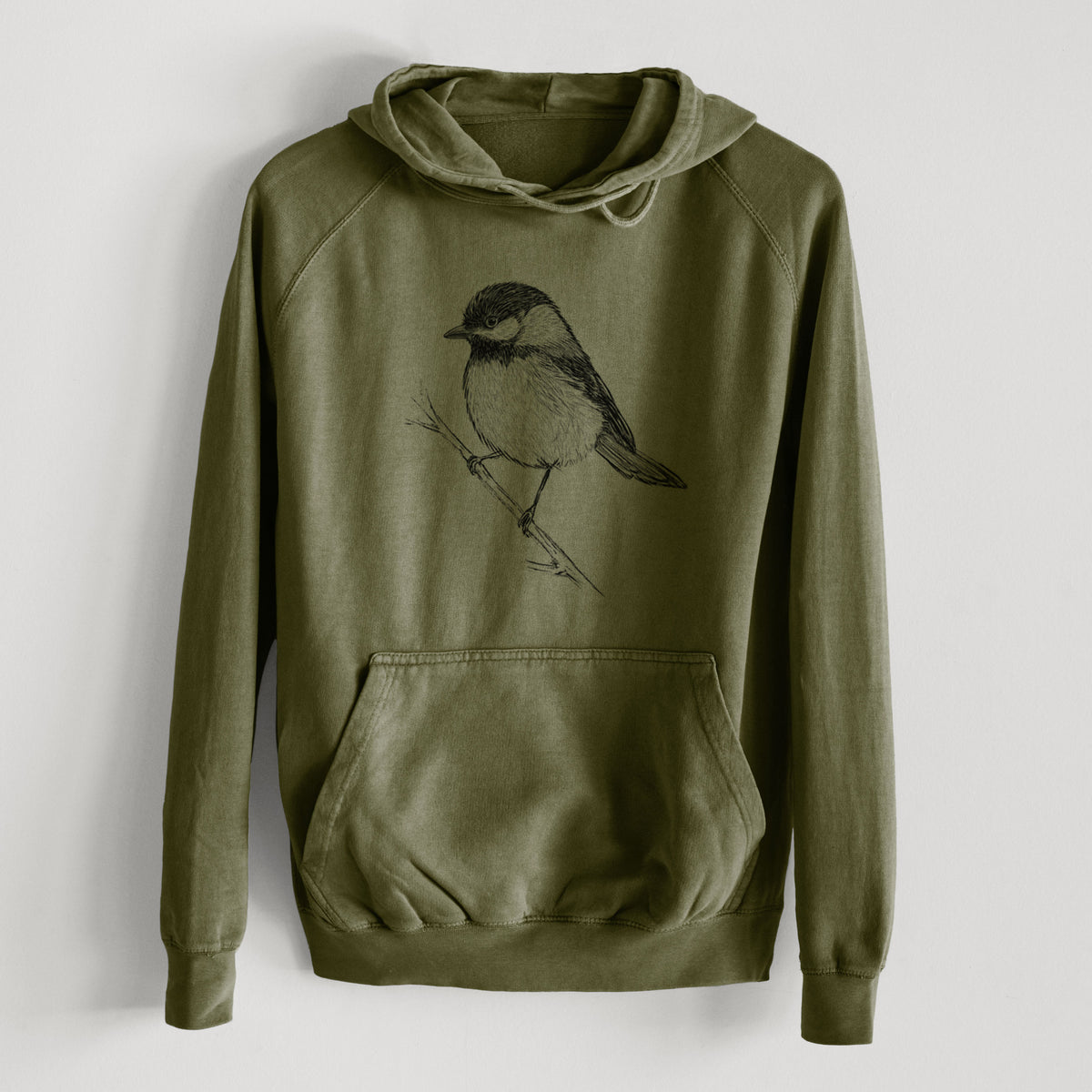 Black-capped Chickadee - Poecile atricapillus  - Mid-Weight Unisex Vintage 100% Cotton Hoodie